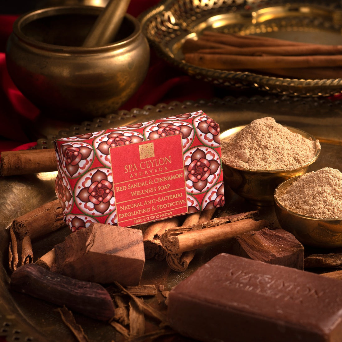 Red Sandal & Cinnamon - Anti-Bacterial Exfoliating Wellness Soap 100g