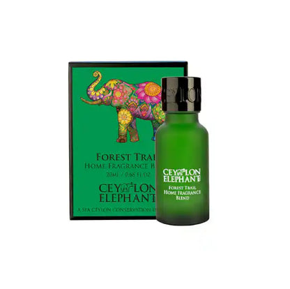 Forest Trail home fragrance blend green bottle with floral elephant box