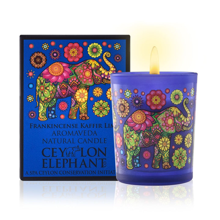 Frankincense Kaffir Lime - Aromaveda Natural Candle Ceylon Elephant